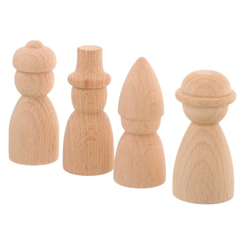 LOLIPPYY 4 Stück Teiliges Unfertige Holzpuppen zum Bemalen DIY Kreative Peg Dolls aus Naturholz Leichtgewichtige Holzfiguren für Kinderhandwerk Tischdekoration Geschenkidee für Erwachsene von LOLIPPYY