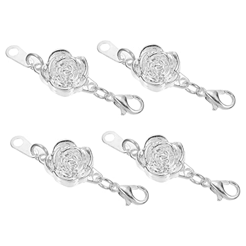 LOLIPPYY 4 Stücke Halskette Verschluss verlängerung für armband schmuck set Schmuckaccessoire Schmuckzusatz Silber Schließe Schmuck Verschluss Extender- Dekorkette Legierung Silver von LOLIPPYY