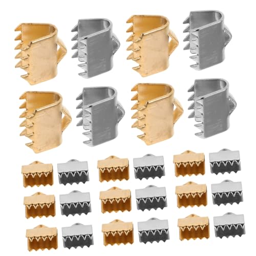 LOLIPPYY 40 Stück Edelstahl Kordelenden Verschlussklammern für Schmuck Diy Basteln Rostfrei Starke Befestigung Vielseitig für Schmuck Haustierhalsbänder und Taschenverzierungen von LOLIPPYY