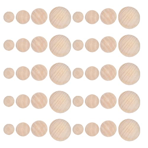 LOLIPPYY 40 Stück Mini Hemisphere Holzperlen Unbehandelte Halbkugeln für DIY Basteln Malen und Graffiti Naturholz für Kreative Projekte von LOLIPPYY