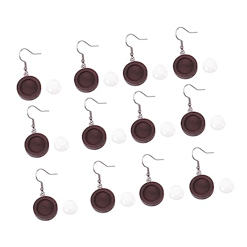 LOLIPPYY 40 Stück Teiliges Holz Cabochon Ohrhaken Runde Anhänger Fassungen und Bases Dunkelkaffee für DIY Schmuckherstellung und Ohrringe Basteln von LOLIPPYY