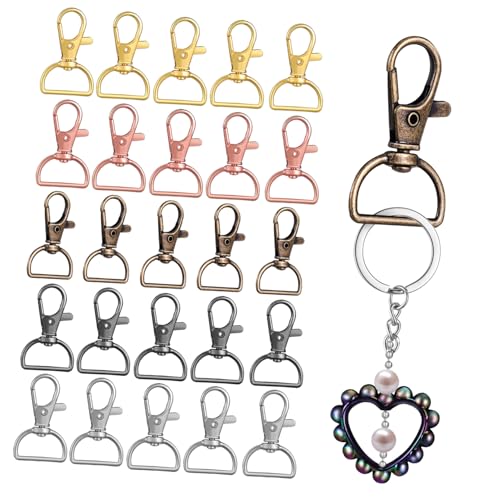 LOLIPPYY 40 Stück Teiliges Metall D Ringe mit Drehhaken für Schlüsselanhänger Robuste Krokodilhaken Verschiedenen Farben für Diy Projekte und Vielseitige Anwendungen von LOLIPPYY