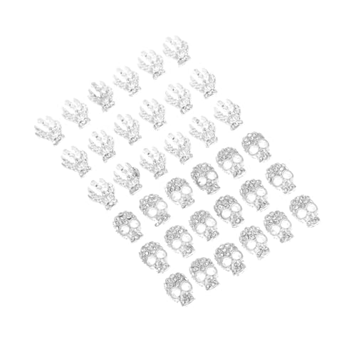 LOLIPPYY 40 Stück Teiliges Nagel mit Metalllegierung Schädelkopf Nail Tips Micro Inlay Strass Schmuck für Fingernägel DIY Nail Art Zubehör für Halloween und Karneval Einfach Anzuwenden von LOLIPPYY