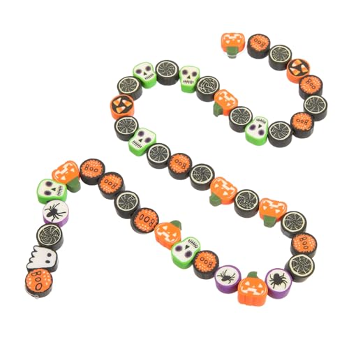 LOLIPPYY 40 Stück Teiliges Polymer Clay Perlen Halloween Schmuckperlen mit Geist Kürbis und Flache DIY Perlen für Armbänder Halsketten und Basteldekorationen von LOLIPPYY