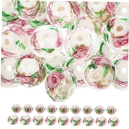 LOLIPPYY 40Stücke Teiliges Handgefertigte Perlen für DIY Schmuck Spacer Perlen mit Blumenmuster zum Basteln von Armbändern und Ohrringen für Projekte von LOLIPPYY