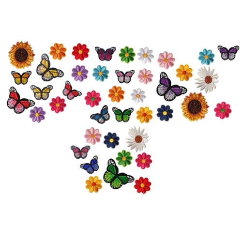 LOLIPPYY 42 Stück Teiliges Besticktes Applikationen mit Bunten Schmetterlings und Blumenmotiven Stoffblumen Aufnäher zum Aufnähen und Bügeln für Kleidung Taschen Schuhe und DIY Dekoration LOLIPPYY 42 Stück Teiliges Besticktes Applikationen mit Bunten Schmetterlings und Blumenmotiven Stoffblumen Aufnäher zum Aufnähen und Bügeln für Kleidung Taschen Schuhe und DIY Dekoration von LOLIPPYY