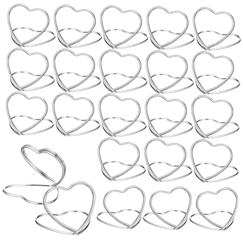 LOLIPPYY 48 Stück Herzförmige Metall Kartenhalter Tischkartenhalter Memo Clip Stabile Tischnummernhalter Für Hochzeit Party Büro Desktop Kartenständer von LOLIPPYY