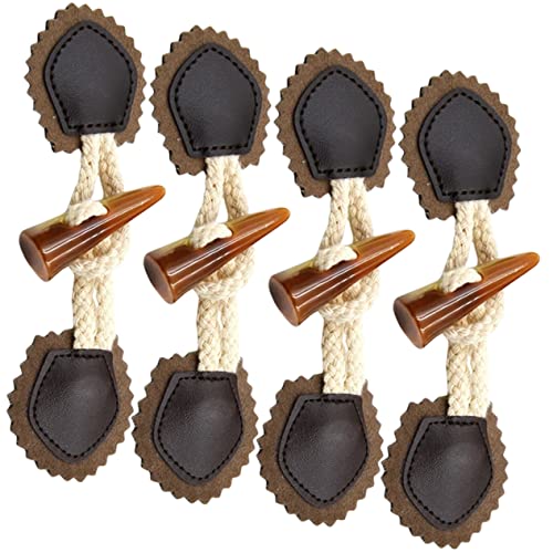 LOLIPPYY 4Paare Dekorative Mantelknöpfe PU Leder Knebelverschluss Robust und Langlebig für Mäntel Jacken und DIY Projekte Vintage und Look Vielseitig Einsetzbar von LOLIPPYY