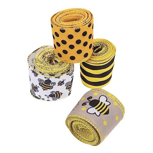 LOLIPPYY 4Rollen Dekorative Bänder mit Bienenmuster Breit Hochwertiges Polyester für Geschenkverpackungen Bastelprojekte und Feiertagsdekorationen LOLIPPYY 4Rollen Dekorative Bänder mit Bienenmuster Breit Hochwertiges Polyester für Geschenkverpackungen Bastelprojekte und Feiertagsdekorationen von LOLIPPYY