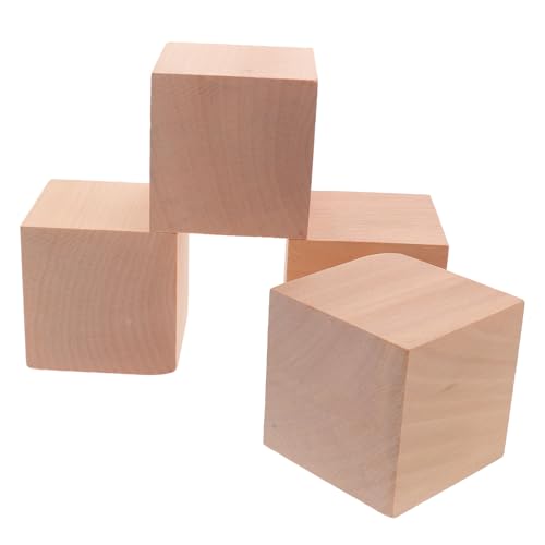 LOLIPPYY 4Stücke Leere Holzquadratblöcke Unfertige Holzblöcke zum Basteln Große Holzklötze für DIY Projekte und Handwerksideen Glatte Oberfläche von LOLIPPYY