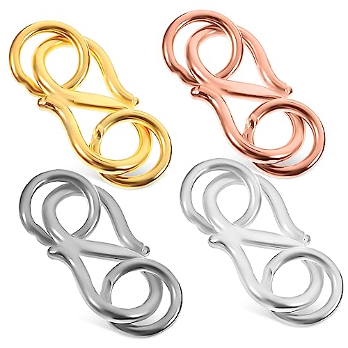 LOLIPPYY 4Stücke S Haken Halskettenverschlüsse Mittlere Hochwertigem Material Vergoldet Roségold und Platinbeschichtet für DIY Schmuckherstellung und Kettenverkürzung von LOLIPPYY