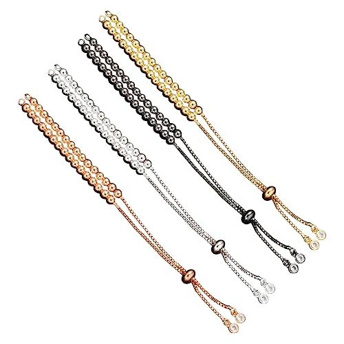 LOLIPPYY 4Stücke Verstellbares Armband Messing Handkette Schmuckzubehör für DIY Gold Weißgold Roségold und Schwarz und Bequem von LOLIPPYY