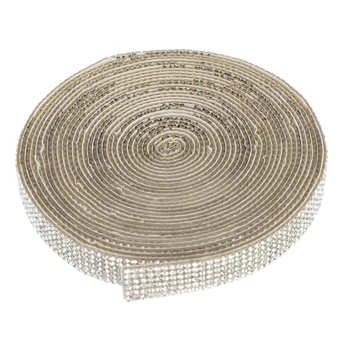 LOLIPPYY 5 Handverzierte Bohreraufkleber funkeln Gürtel Basteln Satinband Hochzeit groß DIY Strassstein Aufkleber Strassband für Dekoration Zierband-Patch Banderole Band Strasssteine Silver von LOLIPPYY