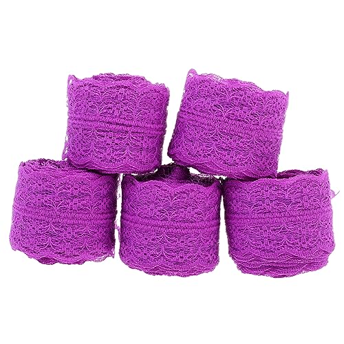LOLIPPYY 5 Rollen 45 Cm Spitze Mehrfarbig Dekorativ Farbiges Band Weihnachtsband Band Für Blumen Blumenband Fransenband Bänder Zum Basteln Spitzenband Schleife Polyestergarn Violett von LOLIPPYY