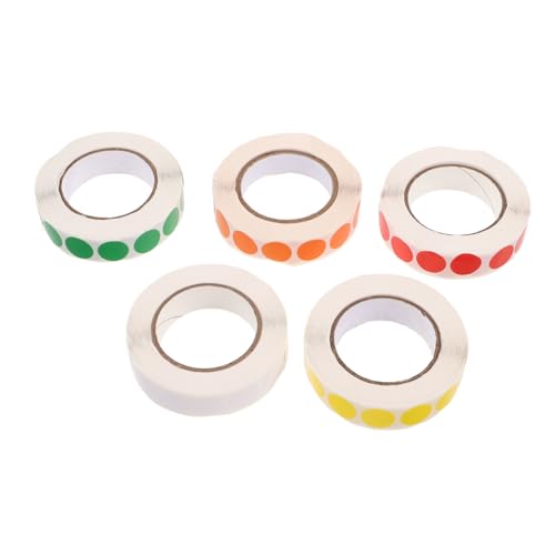 LOLIPPYY 5 Rollen Farbige Runde Klebepunkte Selbstklebende Aufkleber für DIY Markierung Etiketten für Büro und Klassenzimmer Stark Haftend für Datei und Lagerverwaltung von LOLIPPYY