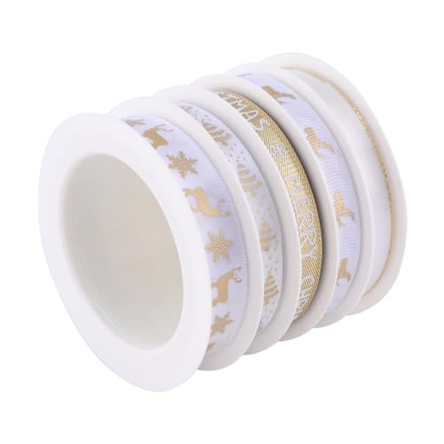 LOLIPPYY 5 Rollen Teiliges Weihnachtsband Breit Dekoratives Geschenkband mit Festlichem Druck Strapazierfähiges Stoffband für DIY Weihnachtsdeko Geschenke Party und Basteln LOLIPPYY 5 Rollen Teiliges Weihnachtsband Breit Dekoratives Geschenkband mit Festlichem Druck Strapazierfähiges Stoffband für DIY Weihnachtsdeko Geschenke Party und Basteln von LOLIPPYY