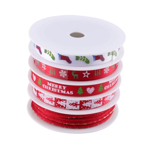 LOLIPPYY 5 Rollen Weihnachtsband Rot Bedrucktes Geschenkband für Deko DIY Basteln Festliche Geschenkverpackung Langlebiges Dekoband mit Weihnachtsmotiven Vielseitig für Party und LOLIPPYY 5 Rollen Weihnachtsband Rot Bedrucktes Geschenkband für Deko DIY Basteln Festliche Geschenkverpackung Langlebiges Dekoband mit Weihnachtsmotiven Vielseitig für Party und von LOLIPPYY