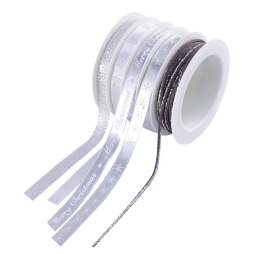 LOLIPPYY 5 Rollen Weihnachtsband Silber Festliches Dekoband mit Weihnachtsmotiv Geschenkband für Verpackung DIY Basteln und Partydeko LOLIPPYY 5 Rollen Weihnachtsband Silber Festliches Dekoband mit Weihnachtsmotiv Geschenkband für Verpackung DIY Basteln und Partydeko von LOLIPPYY