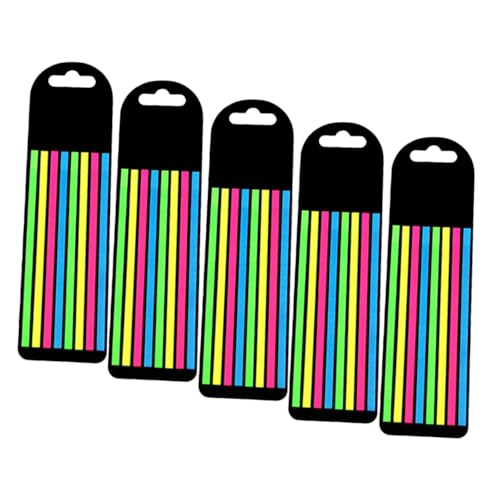 LOLIPPYY 5 Sätze Fluoreszierende Pet Haftnotizen Schmale Lesezeichen Klebezettel für Bücher Lernen Fokushilfe Praktisch Tragbar von LOLIPPYY