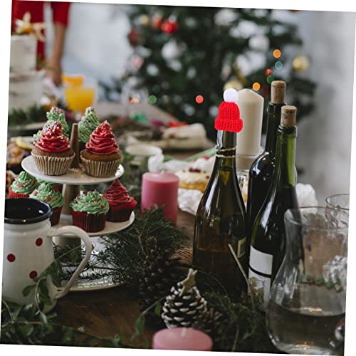 LOLIPPYY 5 Sätze Weihnachtsflaschen Deko mit Mini Wollmützen und Schals Weiche Kompakte Weinflaschen Ornamente für Festliche Tischdekoration und Gemütliche Weihnachtsfeiern von LOLIPPYY