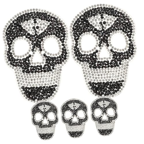 LOLIPPYY 5 Stück Bügelflicken Schädel Motiv Strass Patches Mehrzweck Aufnäher zum Aufbügeln und Nähen für Kleidung Mantel Schuhe DIY Zubehör Schwarz LOLIPPYY 5 Stück Bügelflicken Schädel Motiv Strass Patches Mehrzweck Aufnäher zum Aufbügeln und Nähen für Kleidung Mantel Schuhe DIY Zubehör Schwarz von LOLIPPYY