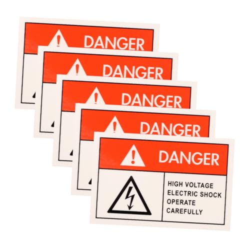 LOLIPPYY 5 Stück Elektrisches Warnschild Selbstklebende Schutzaufkleber mit Englischem Text für Elektrische Gefahren Leicht Entfernbar Hochsichtbar für Elektroanlagen und von LOLIPPYY