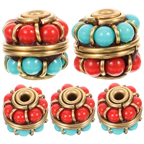 LOLIPPYY 5 Stück Kupfer Spacer Perlen Ethnischer Stil Rote Blaue Einlegearbeit DIY Schmuckperlen für Armbänder Basteln Vintage Zwischenperlen für Halsketten Handwerk LOLIPPYY 5 Stück Kupfer Spacer Perlen Ethnischer Stil Rote Blaue Einlegearbeit DIY Schmuckperlen für Armbänder Basteln Vintage Zwischenperlen für Halsketten Handwerk von LOLIPPYY