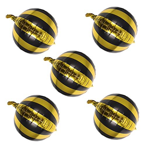 LOLIPPYY 5 Stück Runde Streifenfolienballons Aluminium Folienballons für Feierlichkeiten Große Luftballons für Hochzeiten Partys und Dekorationen von LOLIPPYY