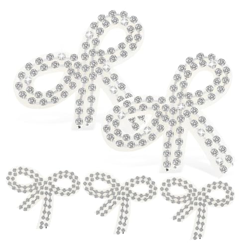 LOLIPPYY 5 Stück Strass Schleifen Applikationen für Kleidung Glitzernde Bow Knot Patches für Hüte Taschen und Bekleidung Einfache Anwendung Langlebig und Funkelnd von LOLIPPYY