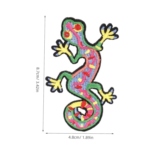 LOLIPPYY 5 Stück Teiliges Cartoon Gecko Aufnäher zum Aufnähen Bestickte Patches für Jacken Kleidung Taschen DIY Kleidung Reparieren und Dekorieren von LOLIPPYY