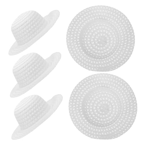 LOLIPPYY 5 Stück Teiliges DIY Strohhut für Kleinkinder Weiße Sommermütze zum Bemalen und Gestalten Handgefertigte Bastelaccessoires für Kindergarten Kreative Kopfbedeckung für Jungen und von LOLIPPYY
