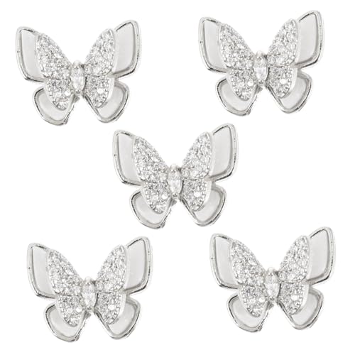 LOLIPPYY 5 Stück Teiliges Doppellagige Silberne Nagelsticker für DIY Maniküre Langlebige Nail Art Studs mit Kreativem Design Einfach Anzubringen für Individuelle Nageldekorationen von LOLIPPYY