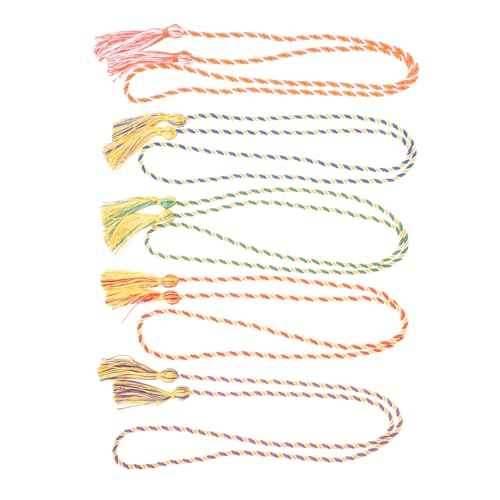LOLIPPYY 5 Stück Teiliges Graduation Cord mit Quasten Abschlusszubehör für Bachelor und Doktorhüte Farblich Abgestimmte Ehrenbänder in Gold Lila Blau Gold Rot Weiß für Schulabschluss und von LOLIPPYY