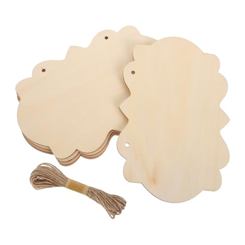 LOLIPPYY 5 Stück Teiliges Holzschilder Unbehandelt mit Hanfseil Blanko Holztafeln zum Basteln DIY Tür Wanddekoration Leicht Robust für Malen und Gravieren von LOLIPPYY