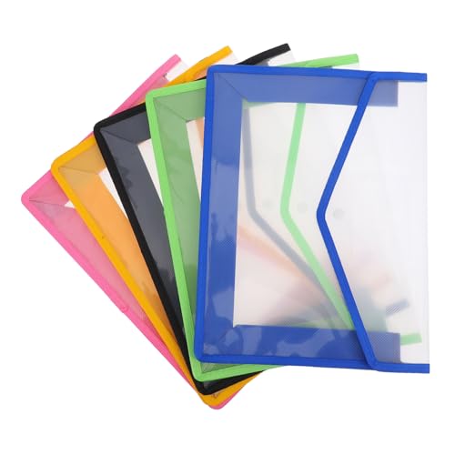 LOLIPPYY 5 Stück Teiliges Kunststoff Fächermappen mit Druckknopf Wasserfest Großer Organizer für Dokumente Schule und Büro Praktische Moderne Aktenmappe in Blau Grün Gelb Schwarz von LOLIPPYY