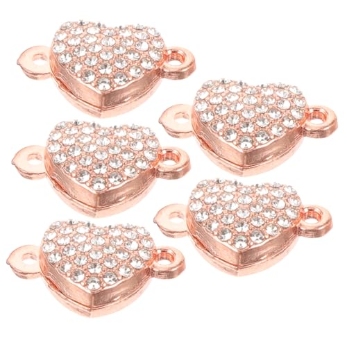 LOLIPPYY 5 Stück Teiliges Metall Herz Armbandverschluss Magnetverschluss Schmuckverschluss mit Einfachem Einhandverschluss Langlebig Glänzend für DIY Schmuckherstellung Rosa Gold LOLIPPYY 5 Stück Teiliges Metall Herz Armbandverschluss Magnetverschluss Schmuckverschluss mit Einfachem Einhandverschluss Langlebig Glänzend für DIY Schmuckherstellung Rosa Gold von LOLIPPYY