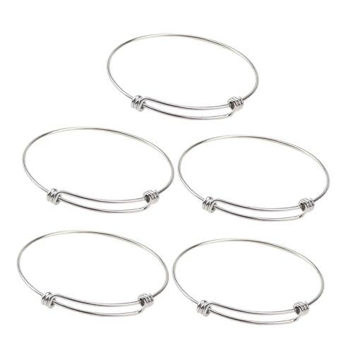 LOLIPPYY 5 Stück Teiliges Verstellbares Edelstahl Armband Erweiterbare Drahtarmbänder für DIY Schmuckherstellung Robuste Glatte Oberfläche Geeignet für Damen und Herren Vielseitige von LOLIPPYY