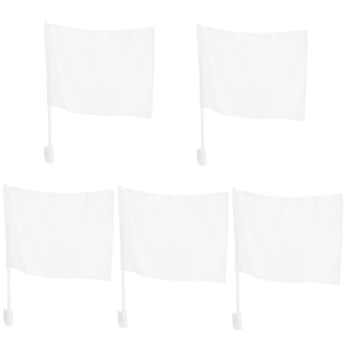LOLIPPYY 5 Stück Weiße Diy Auto Flagge Blanko Thermotransfer Flagge für Outdoor Dekoration Doppelseitig Vielseitig Einsetzbar zum Individuellen Gestalten von LOLIPPYY