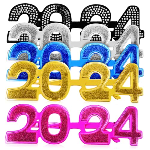 LOLIPPYY 5 Stück Zahlen Partybrille Teilig Leicht Kunststoff Flexibel Silvester Neujahr Partyzubehör Lustige Foto Requisiten Modisch Komfortabel Langlebig von LOLIPPYY