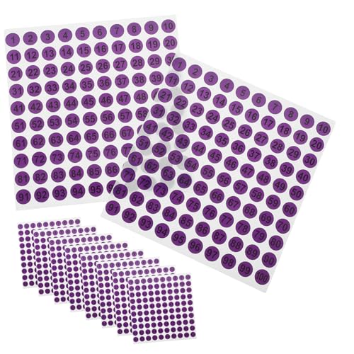 LOLIPPYY 50 Blatt Nummerierte Aufkleber Selbstklebend Schwarz Violett Grund Nummerierte Etiketten für Kleidung Organisation Büro Identifikation Praktische Klebezahlen zur Klaren von LOLIPPYY