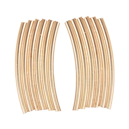 LOLIPPYY 50 Stück Gebogene Messing Röhrenperlen für Schmuckherstellung Langlebige Spacer Perlen für Armbänder und Halsketten Glatte DIY Perlen für Individuelles Basteln von LOLIPPYY