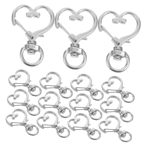 LOLIPPYY 50 Stück Herz Schlüsselanhänger aus Zinklegierung Kreative Schlüsselring Verschlüsse Langlebige Silberfarbene Schlüsselanhänger Zubehör für DIY Schmuck und Schlüsseldekoration von LOLIPPYY