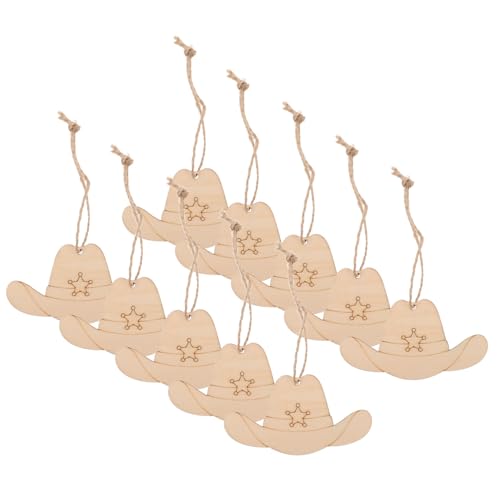 LOLIPPYY 50 Stück Holz Cowboy Hut Ausschnitte zum Bemalen Unbehandelte Holzscheiben für DIY Bastelprojekte Western Party Dekoration Weihnachtsanhänger und Kreative Holzkunst von LOLIPPYY