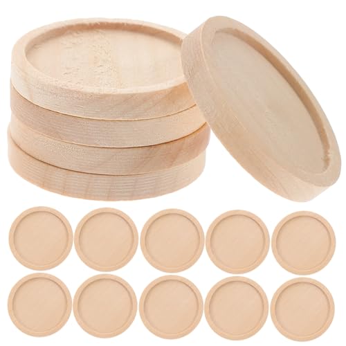 LOLIPPYY 50 Stück Holzfarbene Runde Schmucksockel Außendurchmesser Innendurchmesser für DIY Anhänger Broschennadeln und Kreative Bastelprojekte von LOLIPPYY