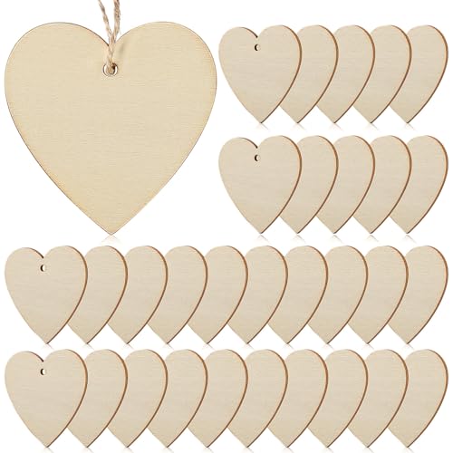 LOLIPPYY 50 Stück Holzherzen mit Naturbelassen zum Bemalen mit Juteschnur Rustikale Holzornamente für DIY Basteln Hochzeit Party Dekoration LOLIPPYY 50 Stück Holzherzen mit Naturbelassen zum Bemalen mit Juteschnur Rustikale Holzornamente für DIY Basteln Hochzeit Party Dekoration von LOLIPPYY