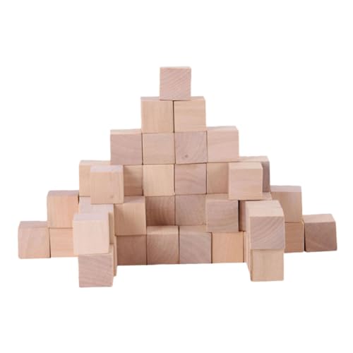 LOLIPPYY 50 Stück Holzwürfel Unfertige Blöcke Babyparty Bastelarbeiten Mathematik Zählwürfel Unfertige Quadratische Holzblöcke Bastelholzblöcke Quadratische Holzbasis von LOLIPPYY
