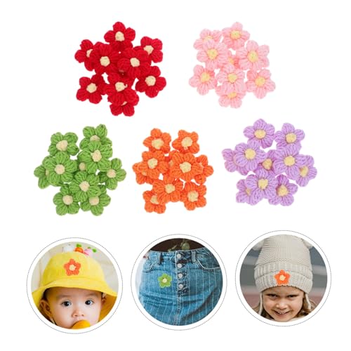 LOLIPPYY 50 Stück Teiliges Häkelblumen Garn Handgefertigte Applikationen in Farben für DIY Kleidung Haaraccessoires Party Heimdekoration Vielseitig Einsetzbar für Näh Bastelprojekte von LOLIPPYY