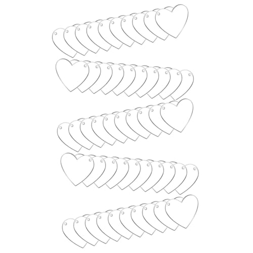 LOLIPPYY 50 Stück Transparente Acryl Schlüsselanhänger zum Sublimationsdruck DIY Herzform Anhänger für Bastelarbeiten und Personalisierte Schlüsselringe zum Befüllen und Gravieren von LOLIPPYY