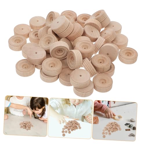 LOLIPPYY 50 Stück Unlackierte Holzräder für DIY Modelle Kleine Holzräder für Lernspielzeug und Handgefertigte Fahrzeugteile Vielseitige Bastelmaterialien für Spielzeugautos und von LOLIPPYY