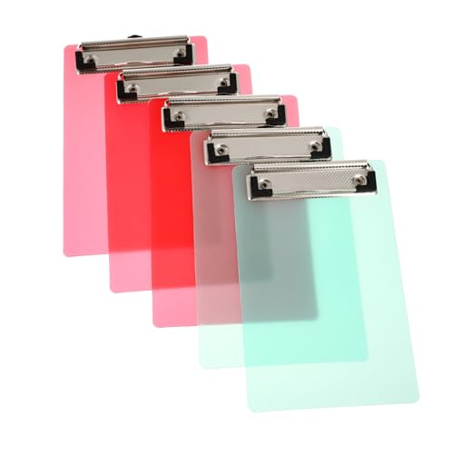 LOLIPPYY 5Er-Pack Mini Klemmbretter Transparent Kunststoff Schreibbrett mit Flacher Form Clip für Notizen Quittungen und Einkaufslisten Zufällige Farben Zufällige Farbe von LOLIPPYY